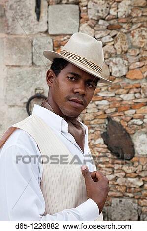 Stock Image - Dominican Republic, La Romana, Altos de Chavon, Dominican male dancer in costume, R, MR-DRE-09-05. Fotosearch