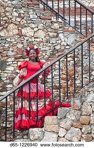 Dominican Republic, La Romana, Altos de Chavon, Dominican female dancer in costume, R, MR-DRE-09-07 View Large Photo Image Stock Image - Dominican Republic, La Romana, Altos de Chavon, Dominican female dancer in costume, R, MR-DRE-09-07. Fotosearch