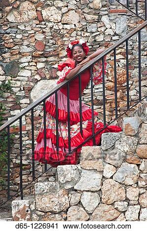 Dominican Republic, La Romana, Altos de Chavon, Dominican female dancer in costume, R, MR-DRE-09-07 View Large Photo Image Stock Image - Dominican Republic, La Romana, Altos de Chavon, Dominican female dancer in costume, R, MR-DRE-09-07. Fotosearch