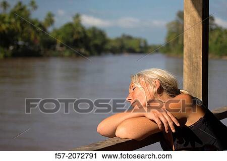 Stock Image - Don Khon island in the Mekong River, 4000 Islands in Southern Laos.. Fotosearch