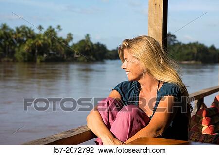 Stock Image - Don Khon island in the Mekong River, 4000 Islands in Southern Laos.. Fotosearch