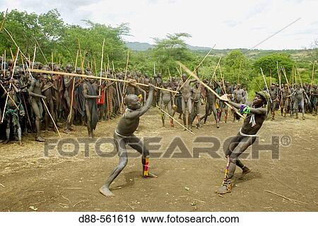 Donga ceremony. Surma tribe. Near Kibish. Ethiopia. View Large Photo Image Stock Photo - Donga ceremony. Surma tribe. Near Kibish. Ethiopia.. Fotosearch