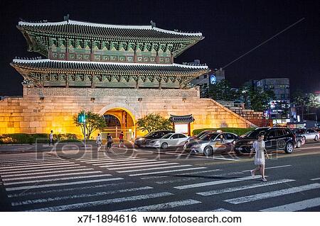 Dongdaemun Gate or Heunginjimun gate, Great East Gate, Seoul, South Korea View Large Photo Image Stock Photograph - Dongdaemun Gate or Heunginjimun gate, Great East Gate, Seoul, South Korea. Fotosearch