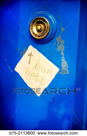 Door bell, in a blue door. London, England, UK, Europe. View Large Photo Image Stock Image - Door bell, in a blue door. London, England, UK, Europe.. Fotosearch