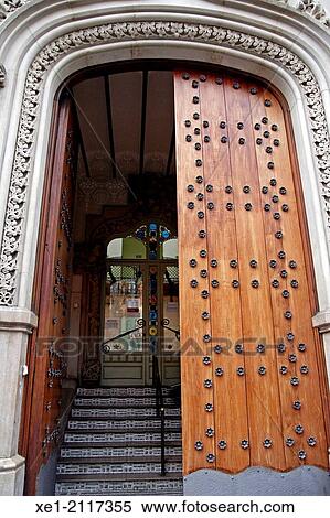 Stock Photography - Door, Casa de Lact? ncia, 1908, arch. Antoni de Falguera and Pere Falques, Barcelona, Catalonia, Spain. Fotosearch