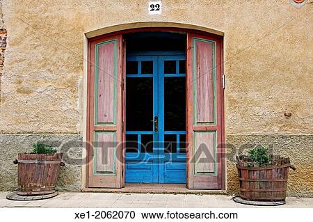 Stock Image - Door, Peralada, Catalonia, Spain. Fotosearch