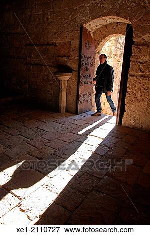 Stock Photo - Door, shadow, Santes Creus Monastery, Catalonia, Spain. Fotosearch