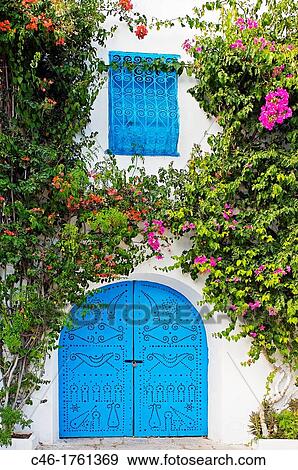 Door, Village of Sidi Bou Said near Tunis Tunisia. View Large Photo Image Stock Photo - Door, Village of Sidi Bou Said near Tunis Tunisia.. Fotosearch