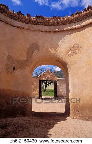 Stock Image - Doorway of the mortuary chapel, Tumacacori National Historic Park, Arizona USA.. Fotosearch