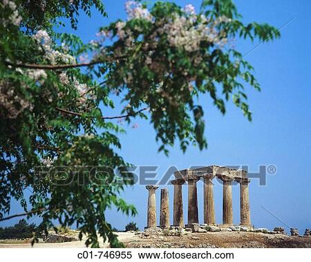 Doric temple of Apollo in ancient Corinth, Peloponnese, Greece View Large Photo Image Stock Photography - Doric temple of Apollo in ancient Corinth, Peloponnese, Greece. Fotosearch