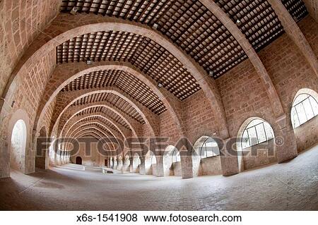 Stock Photo - Dormitory, Monastery of Santes Creus - Reial Monasteri de Santes Creus -, Ruta del Cister, Santes Creus, Alt Camp, Tarragona, Spain. Fotosearch