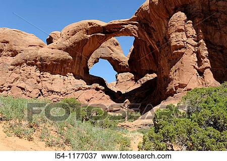 Stock Photo - Double Arch Arches National Park Moab Utah. Fotosearch