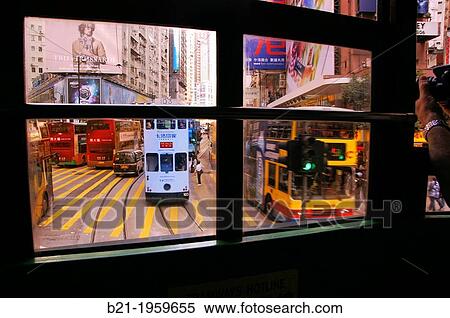 Stock Photography - Double deck tramways, Hong Kong, China. Fotosearch