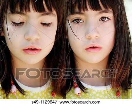 double portrait of a young girl View Large Photo Image Stock Photo - double portrait of a young girl. Fotosearch