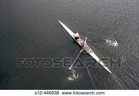 Double sculling. Willamette River. Portland. Oregon. USA. View Large Photo Image Stock Photo - Double sculling. Willamette River. Portland. Oregon. USA.. Fotosearch