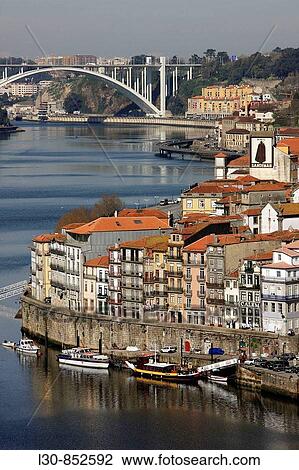 Douro river view from Jardim Do Morro, Arrabida bridge (1963) in background, Porto, Portugal View Large Photo Image Stock Image - Douro river view from Jardim Do Morro, Arrabida bridge (1963) in background, Porto, Portugal. Fotosearch