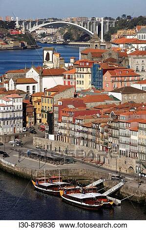 Douro river view from Jardim Do Morro, Arrabida bridge (1963) in background, Porto, Portugal View Large Photo Image Stock Photograph - Douro river view from Jardim Do Morro, Arrabida bridge (1963) in background, Porto, Portugal. Fotosearch