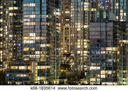 downtown buildings at twilight in Vancouver, BC, Canada View Large Photo Image Picture - downtown buildings at twilight in Vancouver, BC, Canada. Fotosearch