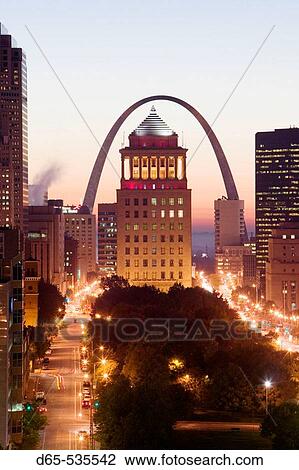 Downtown & Gateway Arch from the West at dawn. St. Louis. Missouri, USA. View Large Photo Image Stock Image - Downtown & Gateway Arch from the West at dawn. St. Louis. Missouri, USA.. Fotosearch