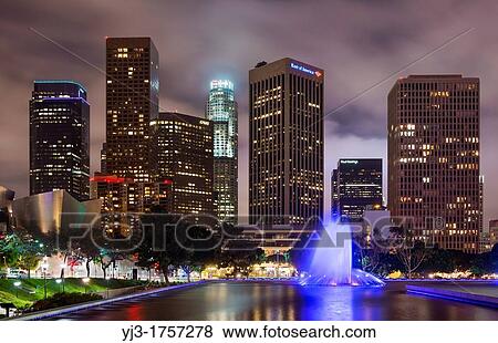 Downtown Los Angeles at night, California, USA View Large Photo Image Stock Photo - Downtown Los Angeles at night, California, USA. Fotosearch