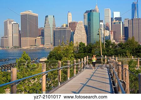Downtown Manhattan Skyline from the Brooklyn Bridge Park, Brooklyn, NY, USA. View Large Photo Image Stock Photo - Downtown Manhattan Skyline from the Brooklyn Bridge Park, Brooklyn, NY, USA.. Fotosearch