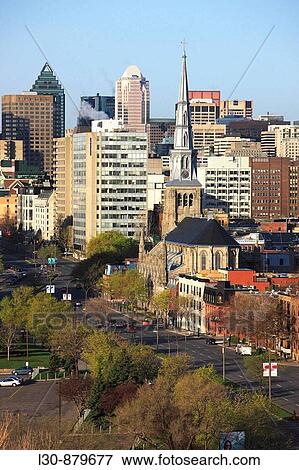 Downtown Montreal from Jacques Cartier Bridge, Quebec, Canada View Large Photo Image Stock Photo - Downtown Montreal from Jacques Cartier Bridge, Quebec, Canada. Fotosearch