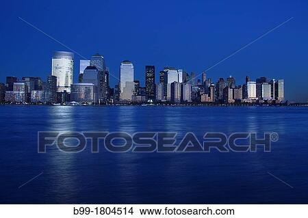 Picture - DOWNTOWN SKYLINE HUDSON RIVER MANHATTAN NEW YORK CITY USA. Fotosearch