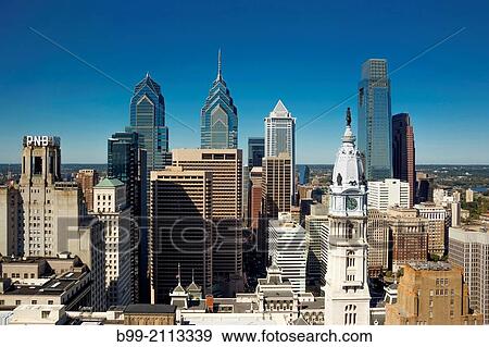 DOWNTOWN SKYLINE PHILADELPHIA PENNSYLVANIA USA. View Large Photo Image Stock Photo - DOWNTOWN SKYLINE PHILADELPHIA PENNSYLVANIA USA.. Fotosearch