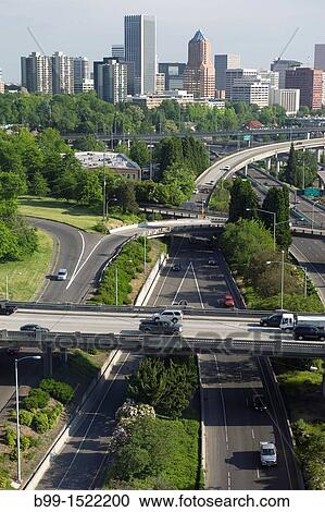 Stock Image - DOWNTOWN SKYLINE PORTLAND OREGON USA. Fotosearch
