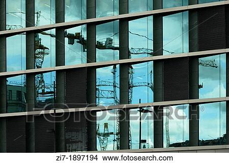 Picture - dramatic cloudy sky and modern architecture details in Stuttgart city center. Fotosearch