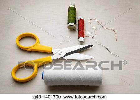 Dressmaking and Scissors and Thread View Large Photo Image Stock Image - Dressmaking and Scissors and Thread. Fotosearch