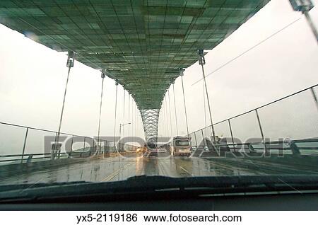 Driving on the Bridge of Americas over Panama Canal during tropical rain. View Large Photo Image Stock Photograph - Driving on the Bridge of Americas over Panama Canal during tropical rain.. Fotosearch