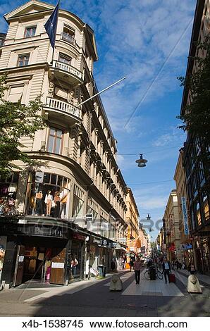 Drottninggatan pedestrian street Norrmalm central district Stockholm Sweden Europe View Large Photo Image Stock Photography - Drottninggatan pedestrian street Norrmalm central district Stockholm Sweden Europe. Fotosearch