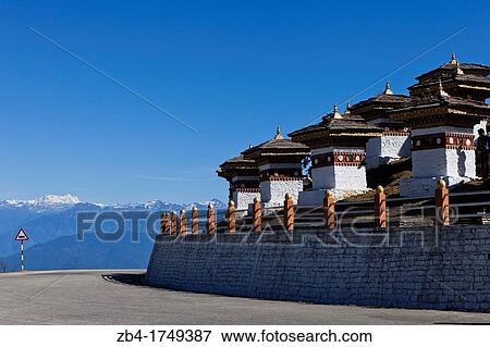 Druk Wangyal Chortens at Dochula on Thimphu-Punakha road, Bhutan, Asia. View Large Photo Image Stock Photo - Druk Wangyal Chortens at Dochula on Thimphu-Punakha road, Bhutan, Asia.. Fotosearch