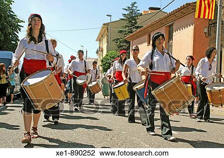 Stock Image - Drummer of Bruc festival 2009, El Bruc. Barcelona province, Catalonia, Spain. Fotosearch