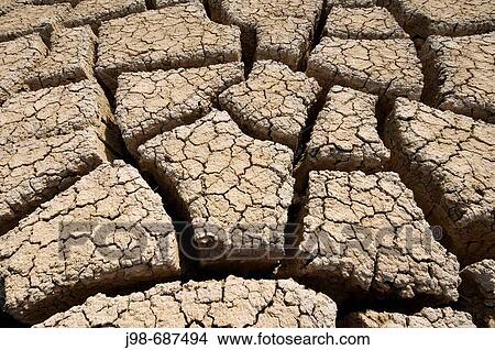 Picture - Dry cracked earth, Utah, USA, America. Fotosearch