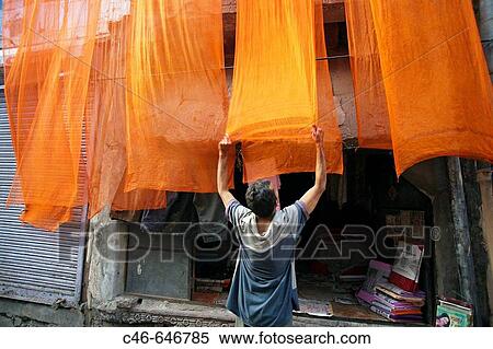 Stock Photography - Drying saris. Jodhpur. Rajasthan. India. Fotosearch