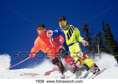 Dual telemark skiers View Large Photo Image Stock Photo - Dual telemark skiers. Fotosearch