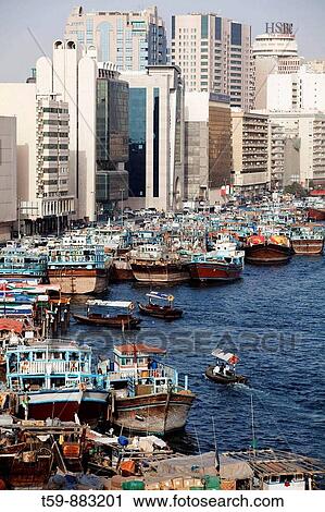 Dubai Creek overview cityscape, Dubai, United Arabian Emirates View Large Photo Image Stock Image - Dubai Creek overview cityscape, Dubai, United Arabian Emirates. Fotosearch