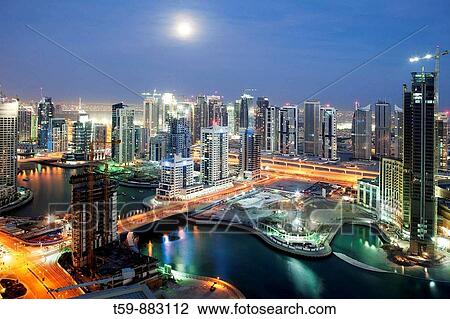 Dubai Marina at dusk, Dubai, United Arabian Emirates View Large Photo Image Stock Image - Dubai Marina at dusk, Dubai, United Arabian Emirates. Fotosearch