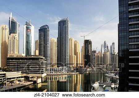 Dubai Marina from a high floor. United Arab Emirates, UAE, Dubai, Dubai Marina. View Large Photo Image Stock Photo - Dubai Marina from a high floor. United Arab Emirates, UAE, Dubai, Dubai Marina.. Fotosearch