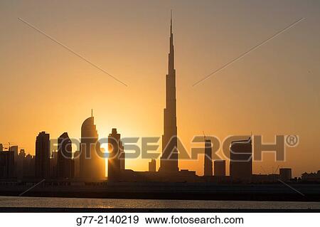 Dubai Skyline with Burj Khalifa Tower, Dubai, United Arab Emirates (UAE) View Large Photo Image Stock Photo - Dubai Skyline with Burj Khalifa Tower, Dubai, United Arab Emirates (UAE). Fotosearch