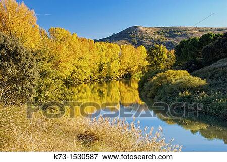 Stock Photo - Duero River. Valbuena de Duero. Valladolid Province. Castilla y Leon. Spain.. Fotosearch