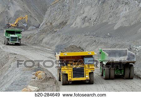 Stock Photo - Dumper-trucks to carry marl from quarry to cement plant. Fotosearch