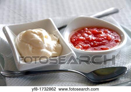 Duo of sauces, tomato pure and all i oli View Large Photo Image Stock Image - Duo of sauces, tomato pure and all i oli. Fotosearch