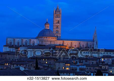 Duomo cathedral at dusk, Siena, UNESCO World Heritage Site, Tuscany, Italy View Large Photo Image Stock Photo - Duomo cathedral at dusk, Siena, UNESCO World Heritage Site, Tuscany, Italy. Fotosearch