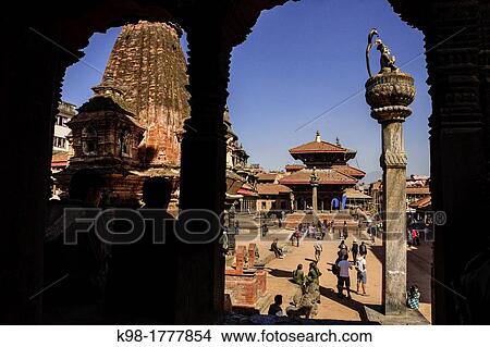 Durbar Square, Kathmandu Patan, Nepal, Asia View Large Photo Image Picture - Durbar Square, Kathmandu Patan, Nepal, Asia. Fotosearch