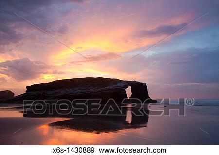 Dusk at beach of the cathedrals - Praia As Catedrais -, Ribadeo, Lugo, Galicia, Spain View Large Photo Image Stock Photo - Dusk at beach of the cathedrals - Praia As Catedrais -, Ribadeo, Lugo, Galicia, Spain. Fotosearch