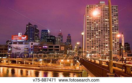 Stock Image - Dusk at Philadelphia, Pennsylvania, USA. Fotosearch