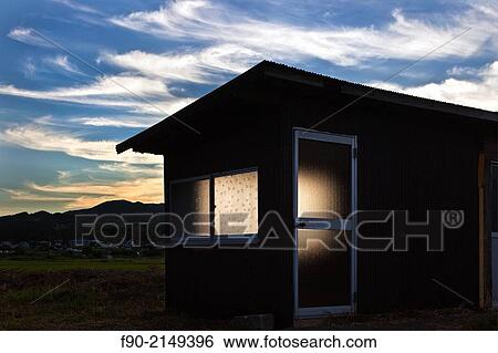 Dusk light and shed, Yufuin, Oita, Japan. View Large Photo Image Stock Photograph - Dusk light and shed, Yufuin, Oita, Japan.. Fotosearch